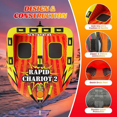 Towable Tubes for Boating Water Tubes - 1-3 Riders Super Sofa, Heavy Duty Boat Tubes & Towables, Drainage, Dual Tow Points (F-1011) in Saudi Arabia