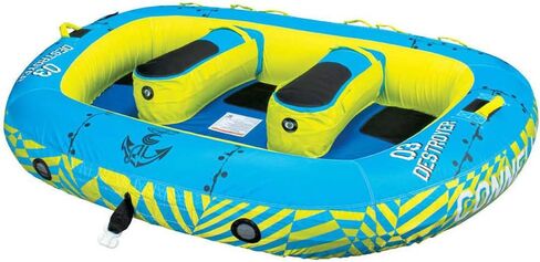 Connelly Destroyer 3 Towable Tube, Blue/Yellow, 67" L x 94" W (deflated) in Saudi Arabia