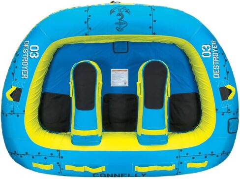 Connelly Destroyer 3 Towable Tube, Blue/Yellow, 67" L x 94" W (deflated) in Saudi Arabia