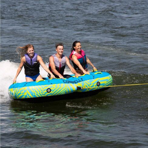 Connelly Destroyer 3 Towable Tube, Blue/Yellow, 67" L x 94" W (deflated) in Saudi Arabia