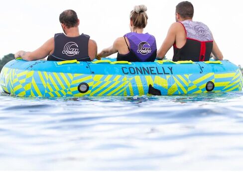 Connelly Destroyer 3 Towable Tube, Blue/Yellow, 67" L x 94" W (deflated) in Saudi Arabia
