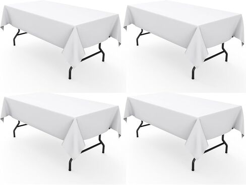 Pureegg Rectangle Table Cloth 60" x 102" – Durable Polyester Tablecloth Offers Reusable & Washable Protection, Ideal for Outdoor Party, Picnic, Wedding, Banquet and Birthday, 2 Pack, White in Kuwait