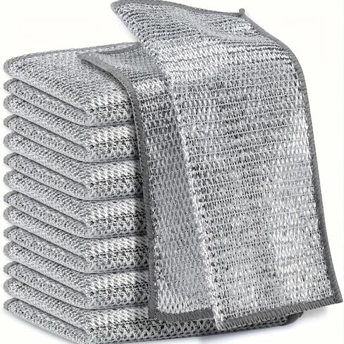 10pcs Miracle Cleaning Cloth - Ultra-Durable Mesh Ultrafine Fiber Set - Easy for Dry and Wet Cleaning - Very Suitable for Tableware, Metal Surfaces, etc.! No Scratches Kitchen Genius in Saudi Arabia