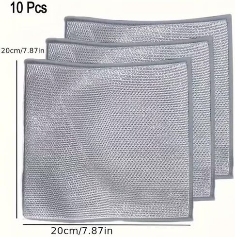 10pcs Miracle Cleaning Cloth - Ultra-Durable Mesh Ultrafine Fiber Set - Easy for Dry and Wet Cleaning - Very Suitable for Tableware, Metal Surfaces, etc.! No Scratches Kitchen Genius in Saudi Arabia
