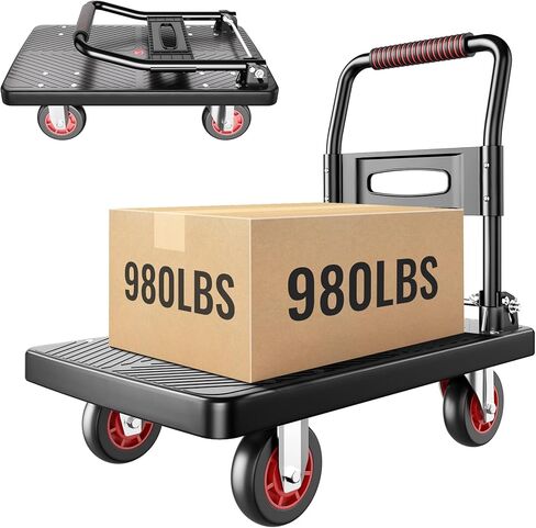 Foldable Push Cart Platform Cart,Moving Platform Hand Truck,Foldable for Easy Storage and 360 Degree Swivel Silent Wheel (980LBS) in Saudi Arabia