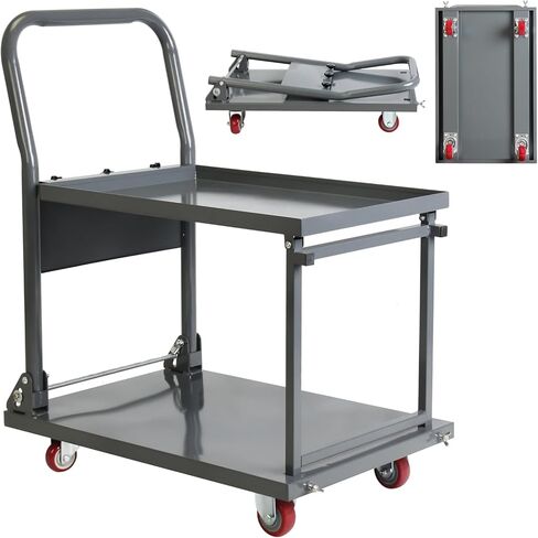 عربة دفع شديدة التحمل، عربة قابلة للطي بعجلات بوزن 800 رطل، عربة قابلة للطي بطبقتين، شاحنة مسطحة قابلة للطي لمستودع المرآب، عربة مسطحة بطول 28.8 بوصة × عرض 18.5 بوصة in Kuwait