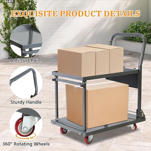 عربة دفع شديدة التحمل، عربة قابلة للطي بعجلات بوزن 800 رطل، عربة قابلة للطي بطبقتين، شاحنة مسطحة قابلة للطي لمستودع المرآب، عربة مسطحة بطول 28.8 بوصة × عرض 18.5 بوصة in Kuwait