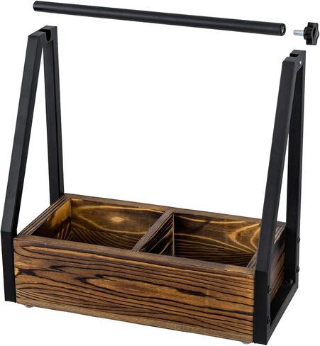 MyGift Kitchen Paper Towel Holder, Industrial Matte Black Metal and Solid Wood with Condiment Bottle and Spice Jar Storage Tray in Saudi Arabia