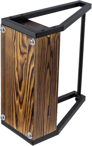MyGift Kitchen Paper Towel Holder, Industrial Matte Black Metal and Solid Wood with Condiment Bottle and Spice Jar Storage Tray in Saudi Arabia
