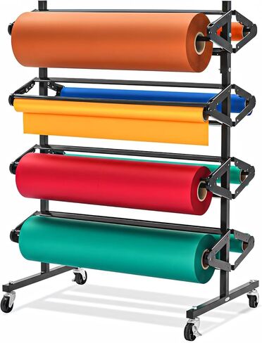 Adir 8-Roll Paper Holder & Cutter | Floor Standing Craft & Butcher Paper Dispenser with Ceramic Blade and Serrated Edge | Holds Up to 36 in Wide Rolls | for Classrooms, Art Studios & Shipping. in Saudi Arabia