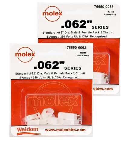 Molex (6 Set) 2-Pin Connector Kit 0.062" , 24 AWG to 18 AWG Socket Connectors in Kuwait