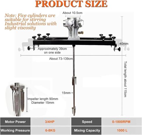 Paint Stirring Machine Bracket, Stirring Pneumatic Industrial Shaker, Adjustable Size, for Slightly Viscous Solution,5 Cylinder in Kuwait