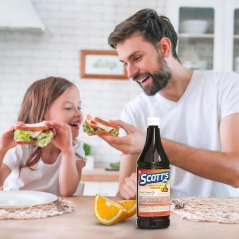 SCOTT'S EMULSION Cod Liver Oil Liquid for Kids – Orange Flavor – Supports Growth, Immunity & Bone Health – Rich in Omega 3 & Vitamins A+D – Easy-to-Take Fish Oil – 6.5 Fl Oz in Saudi Arabia