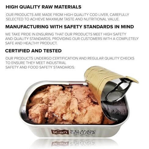 Ican كبد سمك القد الأيسلندي بنكهة الزيت الخاصة: الحجم الطبيعي: عبوة من 6 قطع in Kuwait