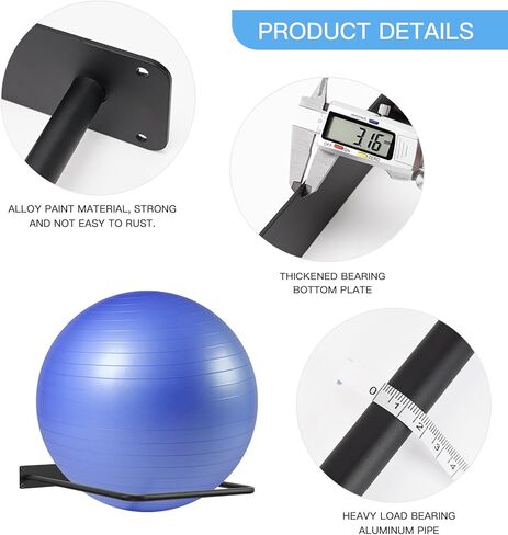 Large Stability Ball Wall Rack - Yoga Ball Storage Rack for Studio, Gym or Home (1 Black) in Saudi Arabia