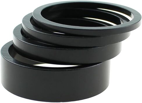 RLECS 12PCS Black Bicycle Stem Spacer 1-1/8 Inch Aluminium Alloy Front Fork Washer Set 2mm/3mm/5mm/10mm Suitable for Mountain/Road/BMX Bike in Saudi Arabia