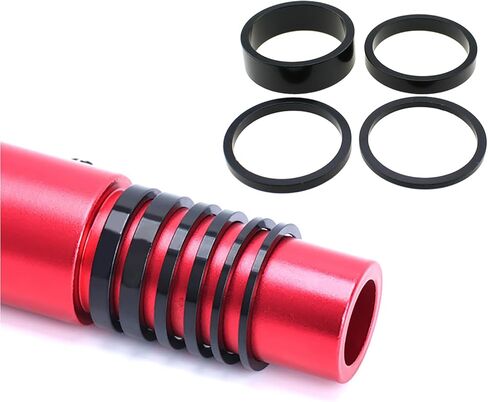 RLECS 12PCS Black Bicycle Stem Spacer 1-1/8 Inch Aluminium Alloy Front Fork Washer Set 2mm/3mm/5mm/10mm Suitable for Mountain/Road/BMX Bike in Saudi Arabia
