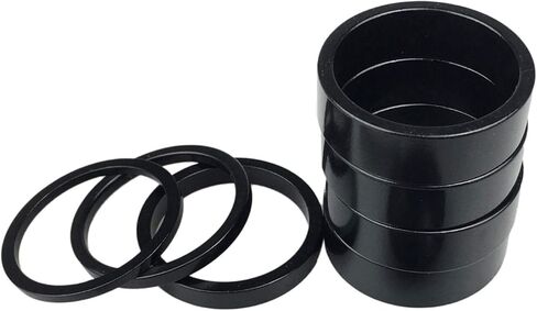 PLATT دراجة سماعة فاصل 7 قطع سبائك الألومنيوم MTB الطريق دراجة الجذعية سماعة فاصل صالح 1 1/8 بوصة الجذعية 2/3/5 /10 مللي متر (أسود) in Kuwait