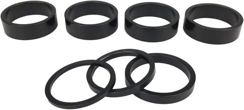 PLATT دراجة سماعة فاصل 7 قطع سبائك الألومنيوم MTB الطريق دراجة الجذعية سماعة فاصل صالح 1 1/8 بوصة الجذعية 2/3/5 /10 مللي متر (أسود) in Kuwait