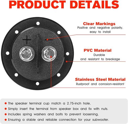 Speaker Terminal For Sub Box Terminals Subwoofer Terminal Cup Compatible With Heavy Duty Speaker Car Audio, 1 Channel Subwoofer Box Wire Connector in Kuwait