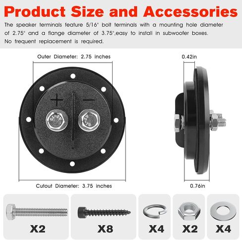 Speaker Terminal For Sub Box Terminals Subwoofer Terminal Cup Compatible With Heavy Duty Speaker Car Audio, 1 Channel Subwoofer Box Wire Connector in Kuwait