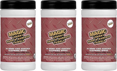 Magic Cherry Scented Heavy Duty Cleaning Wipes - Single Sided Hand & Surface Shop Towels | Professional-grade Cleaning | Waterless | Cleans Grease, Oil, Dirt, & more (1 Pack | 90 Sheets Total) in Kuwait