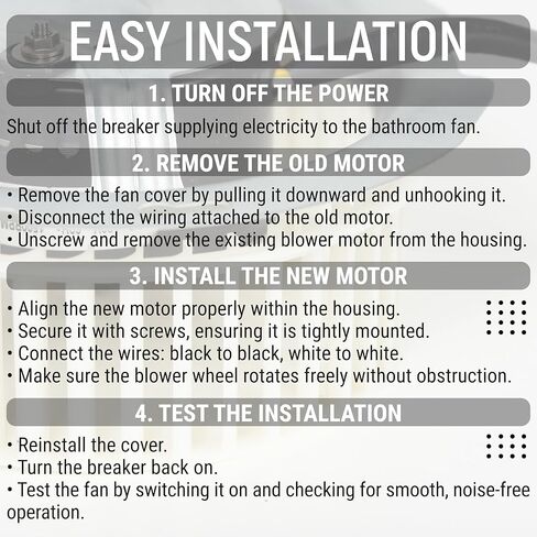 Upgraded 8832NA Bathroom Fan Blower Motor Compatible with Nutone 84757, JA2B099N, JA2B099, 86652G, 8662, JA2C028G, 99080520, 8832, 8832N, 8832SA, 8833, Bathroom Fan Motor in Saudi Arabia