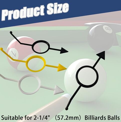 3PCS Billiards Aiming Aid, Cue Shot Aiming Aid for 2-1/4" Balls, Training Pool Ball Aid, Billiard Angle Trainer, Improve Your Pool Skills (Black, White, Yellow) in Saudi Arabia