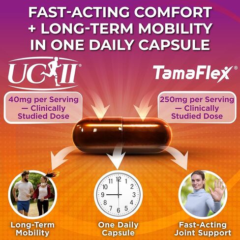 Joint Support Supplement with UC-II® & TamaFlex® – Undenatured Type II Collagen, Turmeric & Tamarind for Joint Health, Flexibility & Mobility – Natural Cartilage Support – Glucosamine-Free Capsules in Kuwait