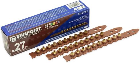 BLUEPOINT .27 Caliber Brown Strip Powder Loads for Power Actuated Fastening System (500 Count). Item# 27LS11L2. Ideal for Reliable Fastening Applications. 5-Pack Save $10 in Kuwait