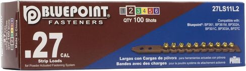 BLUEPOINT .27 Caliber Brown Strip Powder Loads for Power Actuated Fastening System (500 Count). Item# 27LS11L2. Ideal for Reliable Fastening Applications. 5-Pack Save $10 in Kuwait