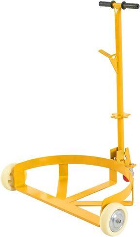Heavy-Duty 55 Gallon Drum Dolly Cart - Low-Profile Steel Barrel Mover with 2 Fixed & 1 Swivel PU Wheels, 1200lb Capacity for Steel & Plastic Drums in Saudi Arabia