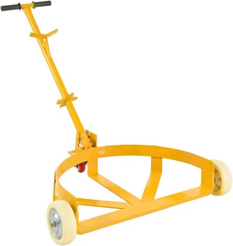 Heavy-Duty 55 Gallon Drum Dolly Cart - Low-Profile Steel Barrel Mover with 2 Fixed & 1 Swivel PU Wheels, 1200lb Capacity for Steel & Plastic Drums in Saudi Arabia
