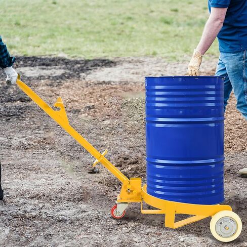 Heavy-Duty 55 Gallon Drum Dolly Cart - Low-Profile Steel Barrel Mover with 2 Fixed & 1 Swivel PU Wheels, 1200lb Capacity for Steel & Plastic Drums in Saudi Arabia
