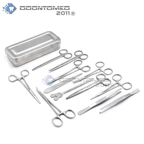 OdontoMed2011 Set of 13 Pieces Basic Surgi Forceps Scissors Needle Holder Kit Stainless Steel Box Instruments DS-1290 in Saudi Arabia
