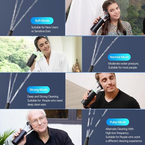 Ear Wax Removal, Electric Ear Cleaning Kit Effective & Safe Ear Cleaner Irrigation Flushing System 4 Pressure Modes for Ear Wax Buildup, Water Resistant Ear Cleaning Tool USB Rechargeable in Kuwait