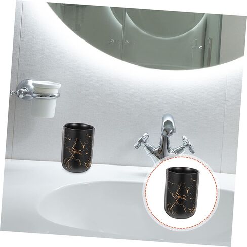 LIFKOME Marbled Dental Cup Aesthetic Restroom Decor Toothpaste Holder for Bathroom Marble Decor Practical Mouthwash Cup in Saudi Arabia