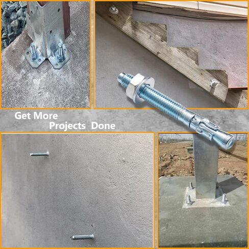 10 Pcs 1/2" x3-1/4 Wedge Anchors Zinc Coated for Heavy Duty Concrete Wall Anchor Cement Wall Base Bracket in Kuwait