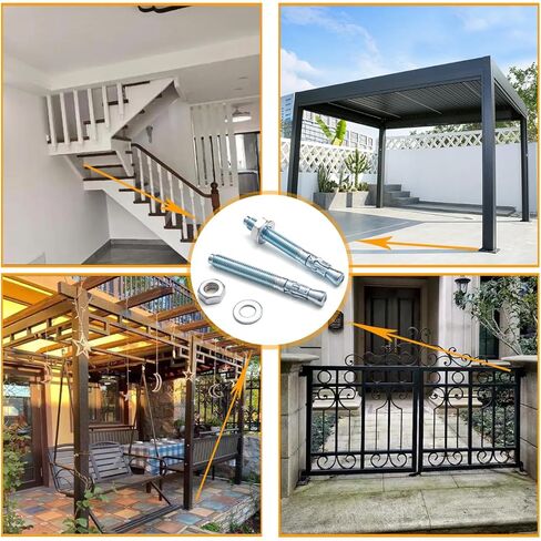 10 Pcs 1/2" x3-1/4 Wedge Anchors Zinc Coated for Heavy Duty Concrete Wall Anchor Cement Wall Base Bracket in Kuwait