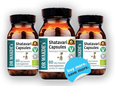 كبسولات شاتافاري من دكتور واكدي (الهليون العرقي) | 60 كبسولة نباتية | ملحق الايورفيدا | نباتي | عشبي 100% وطبيعي بالكامل in Kuwait