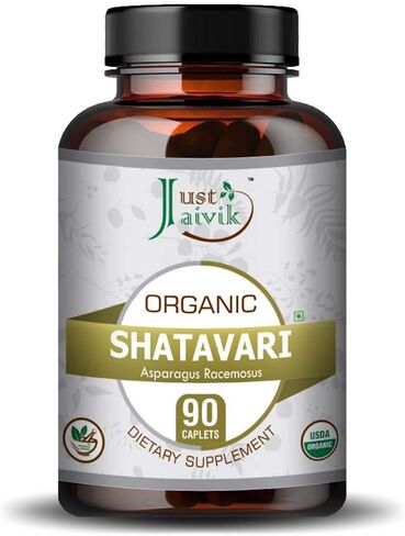 Just Jaivik Organic Shatavari Tablets - A Dietary Supplements - 750 mg (Pack 90 Organic Tablets) | Rejuvenation for Vata and Pitta | Women's Health Supplement in Kuwait