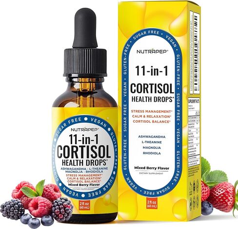 Cortisol Detox Liquid Drops for Women Men - Cortisol Reducer Supplement Support Wellness Cleanse Balance Stress Mood Sleep Focus - Lower Cortisol Levels with Ashwagandha L-Theanine Magnolia in Kuwait