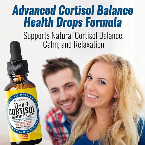 Cortisol Detox Liquid Drops for Women Men - Cortisol Reducer Supplement Support Wellness Cleanse Balance Stress Mood Sleep Focus - Lower Cortisol Levels with Ashwagandha L-Theanine Magnolia in Kuwait