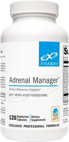 XYMOGEN Adrenal Manager - مكمل صحة الغدة الكظرية لدعم الإجهاد اليومي - أنسجة الأبقار الأرجنتينية - حمض البانتوثنيك، فيتامين C، فيتامين B6 - خالي من الألبان والغلوتين - 120 كبسولة in Saudi Arabia
