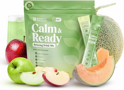 Calm and Ready Powder Drink Mix, with Magnesium Glycinate, Ashwagandha KSM 66, L Theanine, and Tart Cherry, Relaxation Support Supplement, Strawberry Pina Colada, 20 Travel Packets in Saudi Arabia