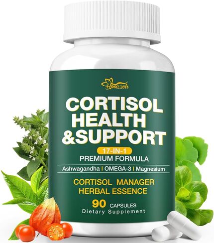 Cortisol Supplements for Women & Men, Cortisol Reducer with Magnesium, Ashwagandha & L-Theanine, Cortisol Manager for Sleep Support & Stress Relief, Cortisol Detox, Lower and Control 90 Capsules in Kuwait