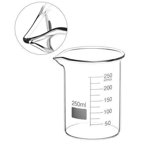 كوب زجاجي QWORK سعة 250 مل، 6 عبوات من أكواب البورسليكات غريفين ذات الشكل المنخفض مع التخرج in Kuwait