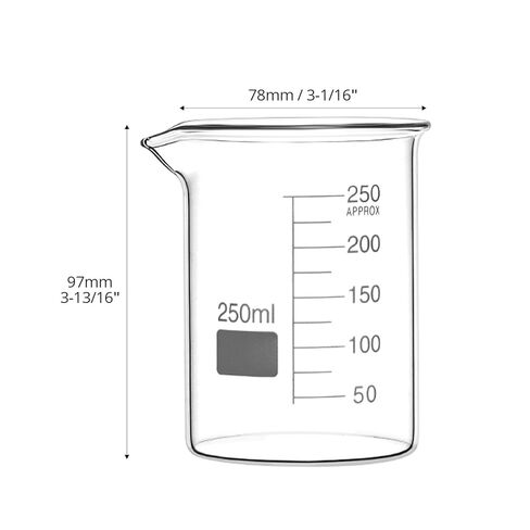 كوب زجاجي QWORK سعة 250 مل، 6 عبوات من أكواب البورسليكات غريفين ذات الشكل المنخفض مع التخرج in Kuwait