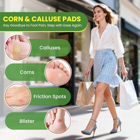 Corn & Callus Cushion Pads - 18Pcs Extra Thick Corn Pads for Feet - Self-Stick Adhesive Callus Cushions for Walking, Sport, Daily Use - Reduce Pressure and Friction from Shoes (Multi-Size) in Kuwait