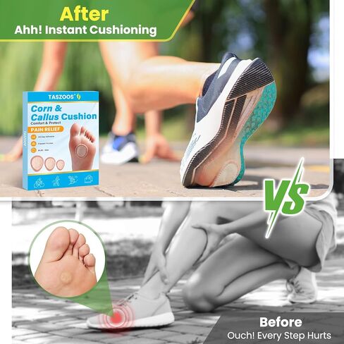 Corn & Callus Cushion Pads - 18Pcs Extra Thick Corn Pads for Feet - Self-Stick Adhesive Callus Cushions for Walking, Sport, Daily Use - Reduce Pressure and Friction from Shoes (Multi-Size) in Kuwait